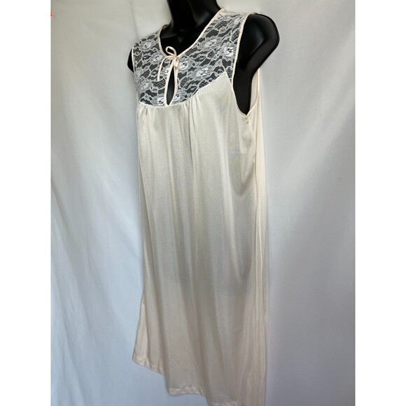 Vintage Carriage Court Nightgown Chemise Slip M Cream Lace Trim Retro Satin - Picture 3 of 8